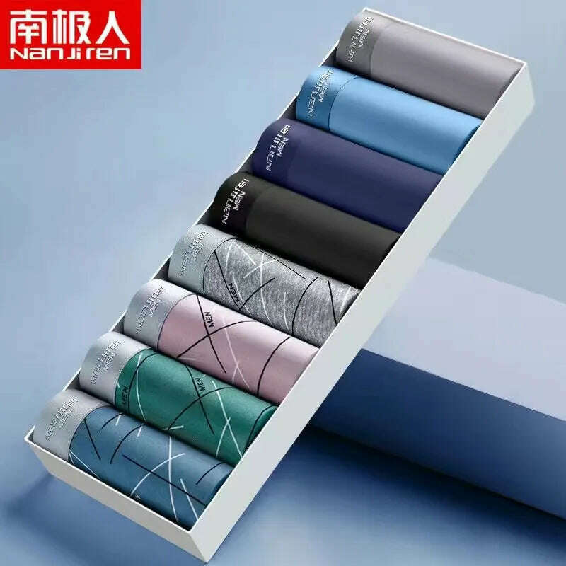 KIMLUD, 8Pcs/Lot Men Boxers Men's Underwear 3A Antibacterial Underpants Ice Silk Men Boxer Shorts Breathable Elastic Male Panties L-4XL, 52 / L40-50KG, KIMLUD Womens Clothes