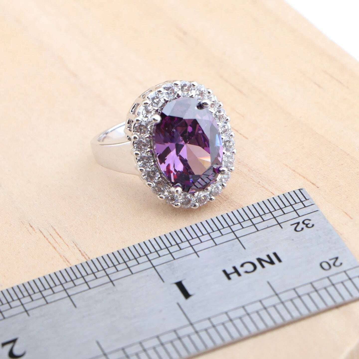 KIMLUD, 925 Silver Jewelry Sets Wedding Purple Zircon Earrings Bracelets For Women Rings Pendant Necklace Set, KIMLUD Womens Clothes