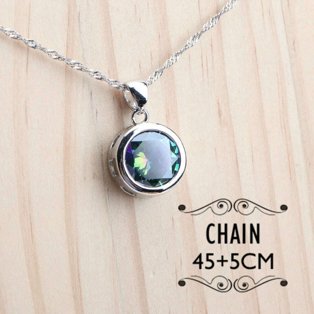 KIMLUD, 925 Sterling Silver Jewelry Sets Bridal Women Natural Magic Rainbow Zircon Earrings Ring Bracelets Pendant Wedding Necklace Set, KIMLUD Womens Clothes