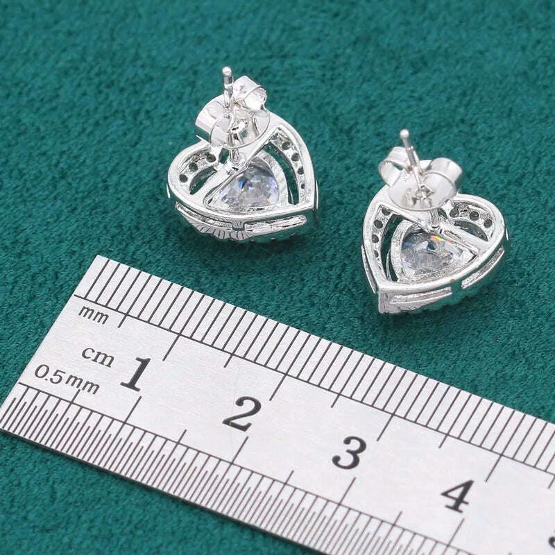 KIMLUD, 925 Sterling Silver Jewelry Sets For Women Wedding White Zircon Bracelet Pierced Earrings Necklace pendant Ring Free Gift Box, KIMLUD Womens Clothes