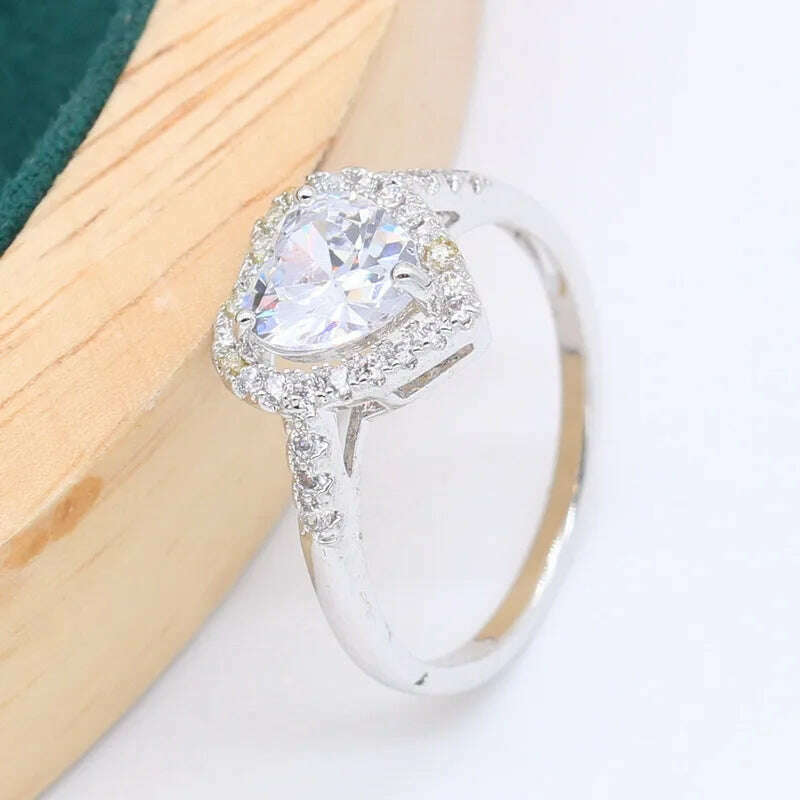 KIMLUD, 925 Sterling Silver Jewelry Sets For Women Wedding White Zircon Bracelet Pierced Earrings Necklace pendant Ring Free Gift Box, KIMLUD Womens Clothes