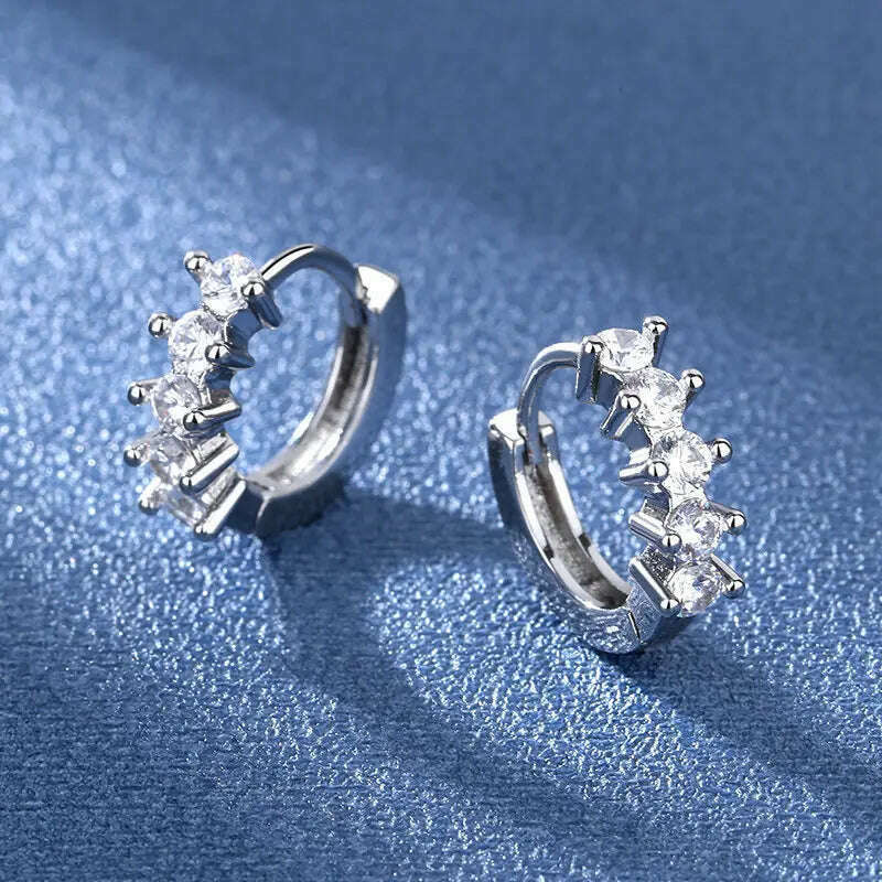 KIMLUD, 925 Sterling Silver Jewelry Women Fashion Cute Tiny Clear Crystal CZ Stud Earrings Gift for Girls Teens Lady Gift, EHH010, KIMLUD APPAREL - Womens Clothes