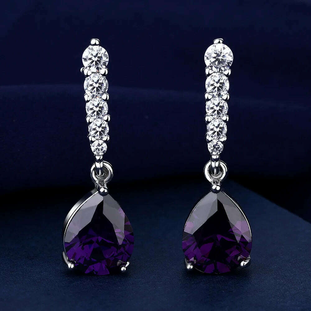 KIMLUD, 925 Sterling Silver Jewelry Women Fashion Cute Tiny Clear Crystal CZ Stud Earrings Gift for Girls Teens Lady Gift, ED205-purple, KIMLUD APPAREL - Womens Clothes