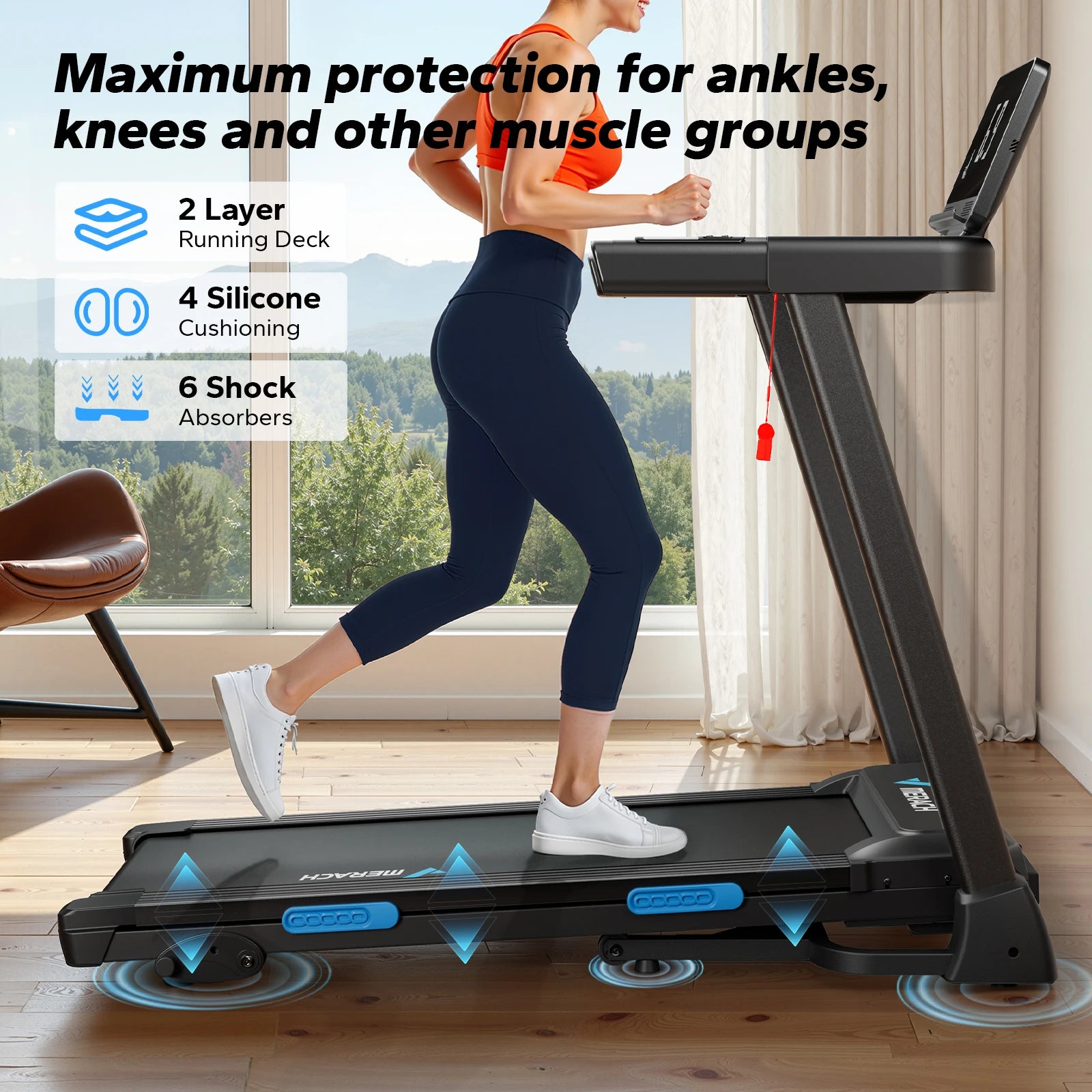 Alloy Steel Foldable Treadmill T12 Incline — Black | KIMLUD