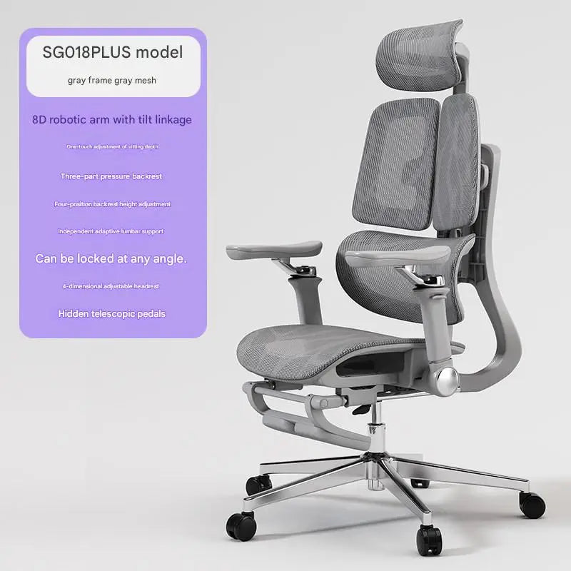 Ergonomic Office Chair With Lumbar Support And Adjustable Height And Swivel — Gray | KIMLUD