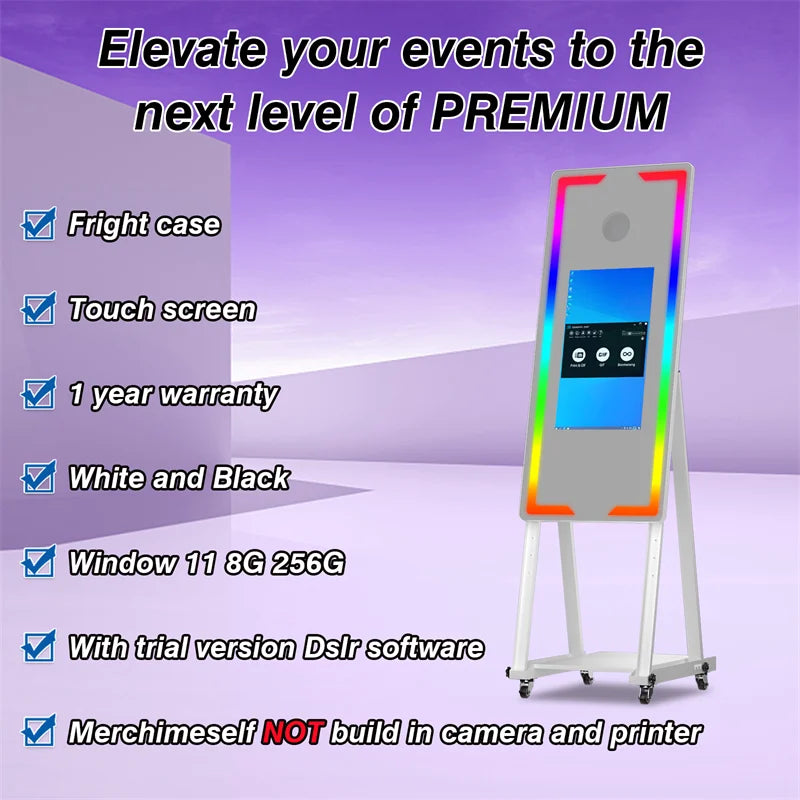 2026 Touch Screen Photobooth Portable 40 inch 65 inch Mirror magic Photo Booth Machine For Wedding Party Activity