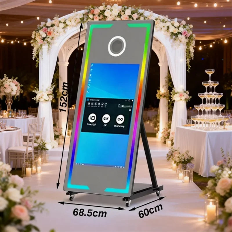 Mirror Photo Booth 65x43in LED Display — Silver | KIMLUD
