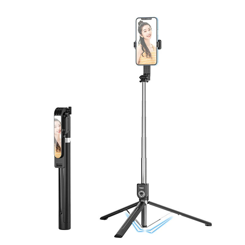 1.7M Extended Version Bluetooth Selfie Stick Double Fill Light Tripod with Remote Shutter for Android IOS Cell Phone
