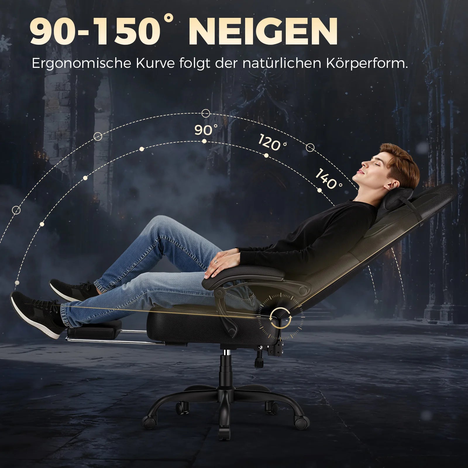Gaming Chair – Height Adjustable Ergonomic – Synthetic Leather | KIMLUD
