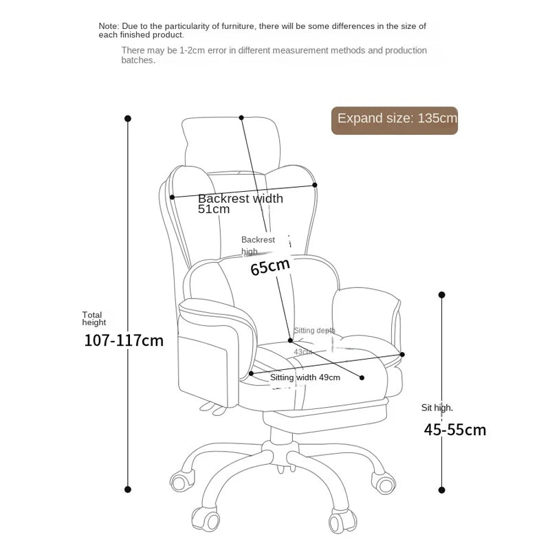 PU Leather Office Chair Ergonomic With Footrest — Caramel Brown | KIMLUD