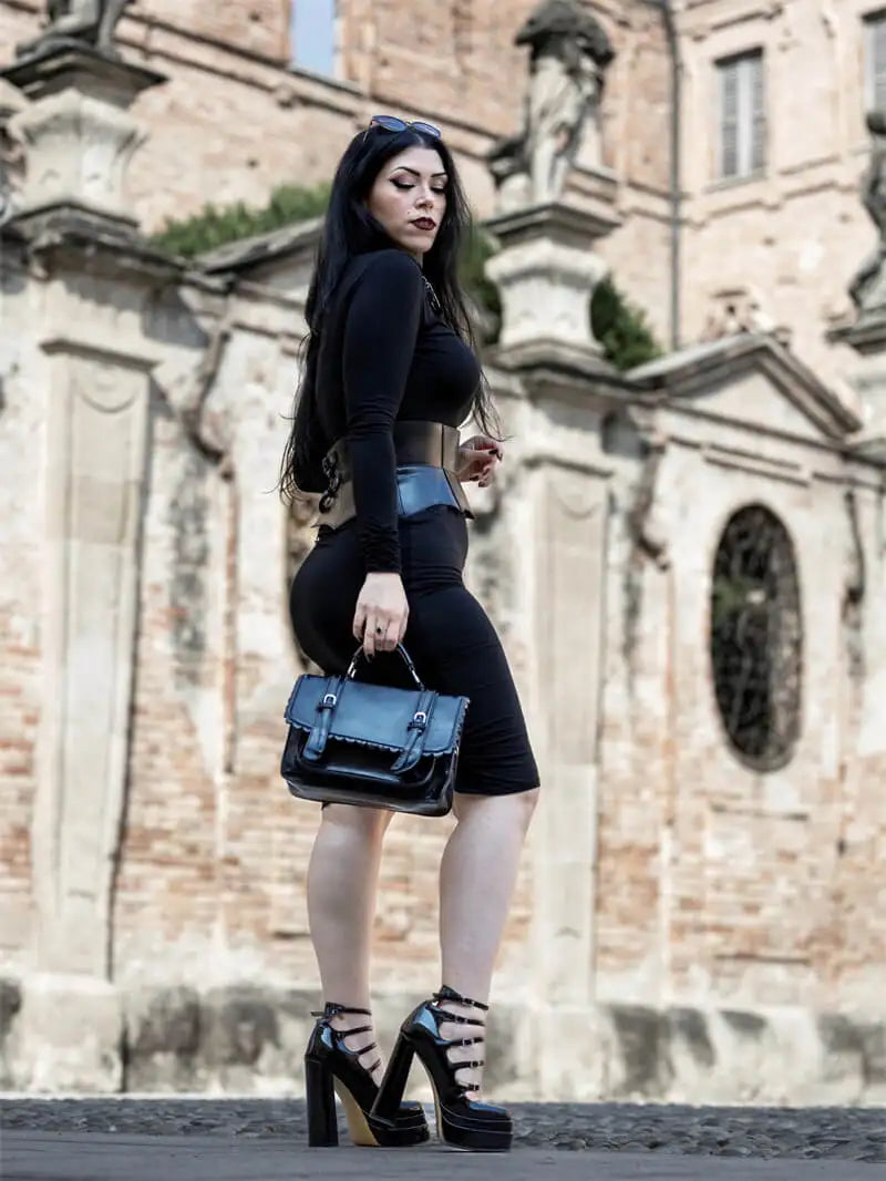 Pumps – Buckle Strap Platform – Patent Leather – Black | KIMLUD