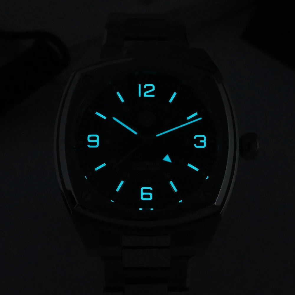 San Martin Men Watch Original Design Square GMT 39.5mm Luxury Automatic Mechanical Watches Sapphire Waterproof Wristwatch SN0026