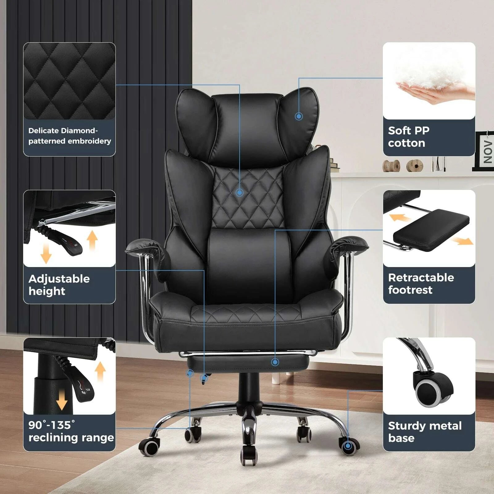 KIMLUD, Big and Tall Gaming Chair with Pocket Spring Lumbar Support, Ergonomic Office Chair with Footrest, KIMLUD Womens Clothes