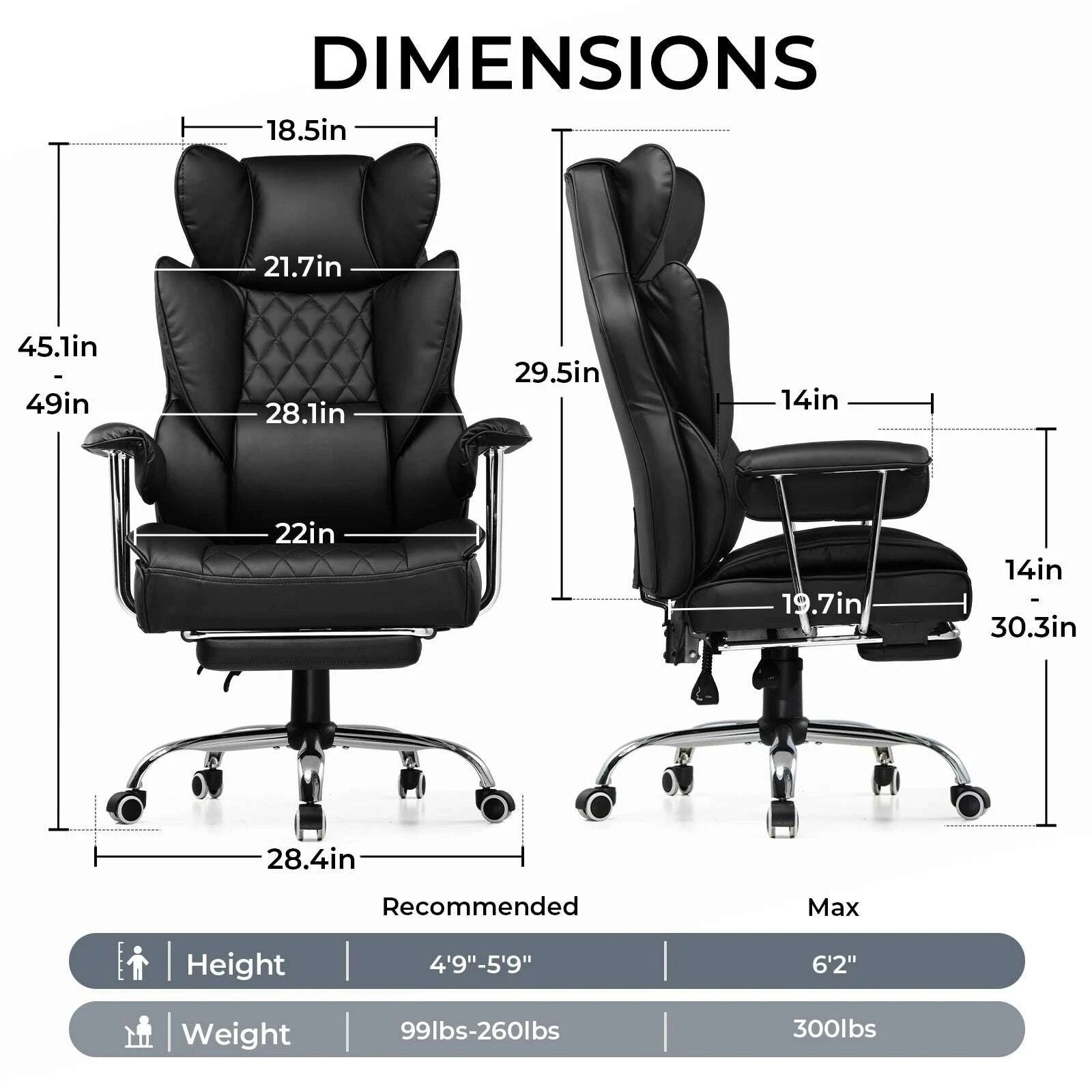 KIMLUD, Big and Tall Gaming Chair with Pocket Spring Lumbar Support, Ergonomic Office Chair with Footrest, KIMLUD Womens Clothes