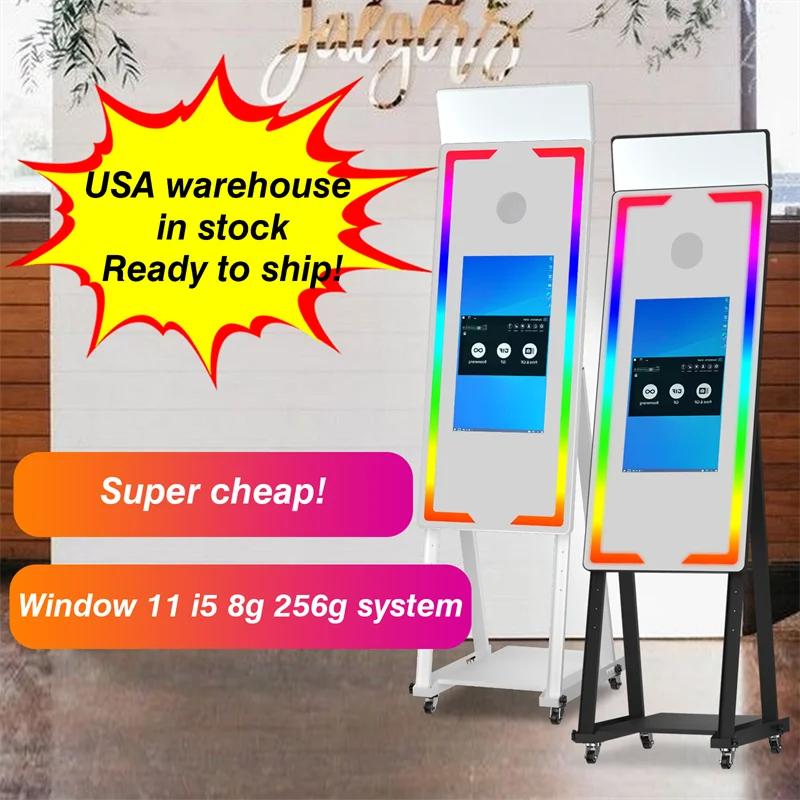 2026 Touch Screen Photobooth Portable 40 inch 65 inch Mirror magic Photo Booth Machine For Wedding Party Activity