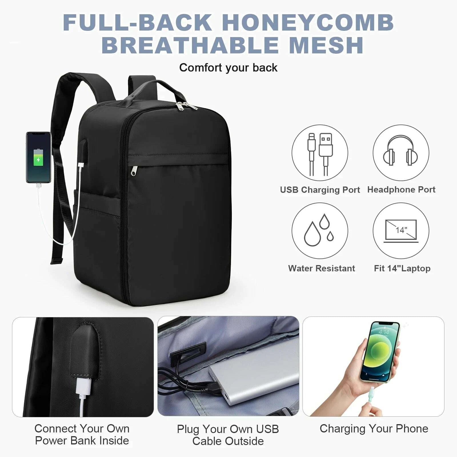 KIMLUD, Ryanair Backpack 40x20x25 Cabin Bag, Hand Luggage Travel Backpack for Easyjet Cabin Bag 45x36x20, Laptop Backpack for Women/Men, KIMLUD Womens Clothes
