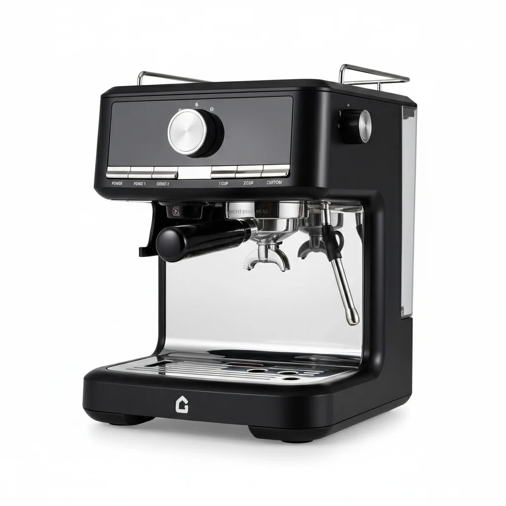 Espresso Machine – 15 Bar Pressure – With Milk Frother and Grinder – Plastic Housing | KIMLUD