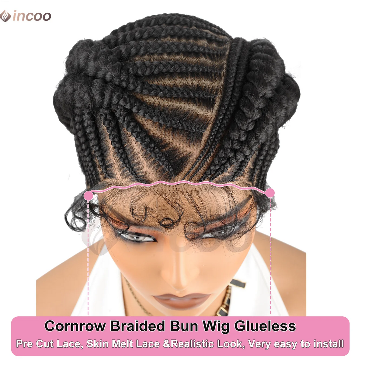 Full Lace Wig – Cornrow Braids – High Temp Fiber – 1B | KIMLUD