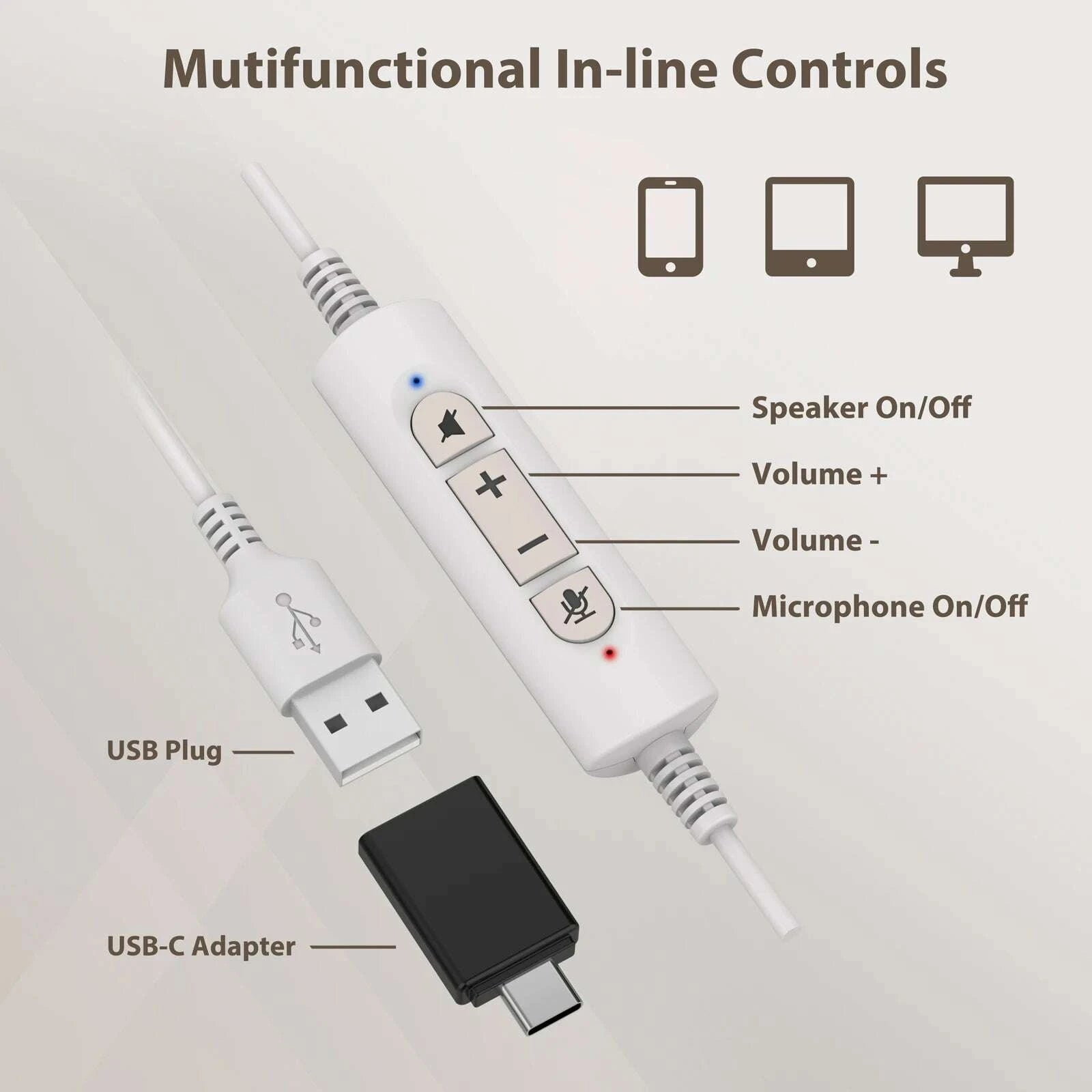 KIMLUD, High Performance Noise-Cancelling Headphone With Microphone And USB-A or USB C adaptor For Office Call Center, KIMLUD Womens Clothes