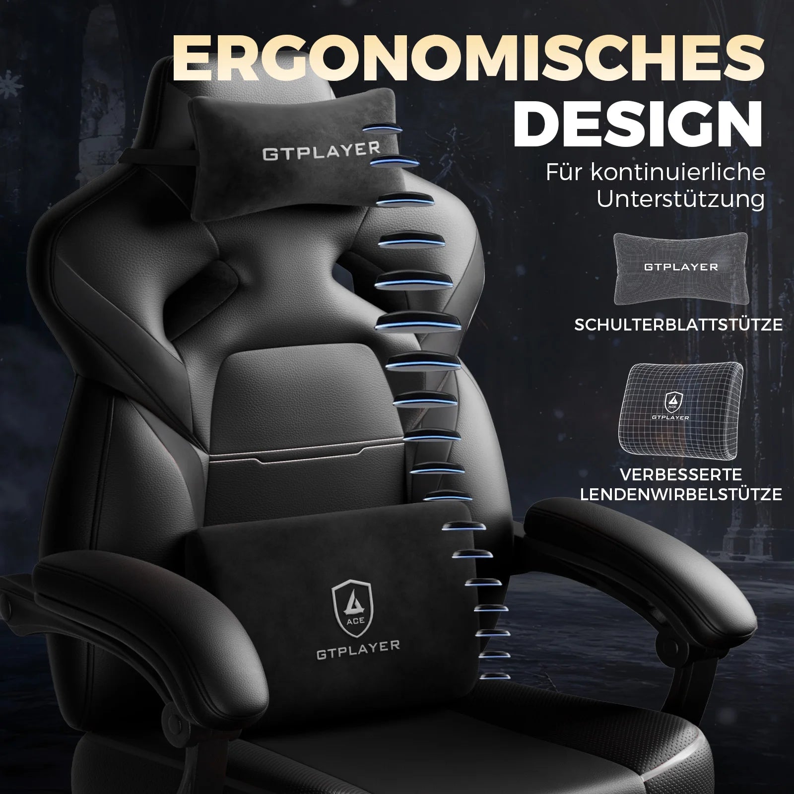 Gaming Chair – Height Adjustable Ergonomic – Synthetic Leather | KIMLUD