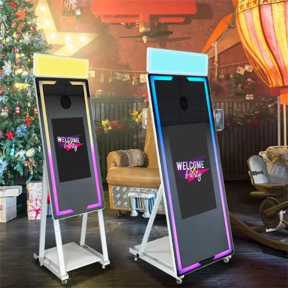 Mirror Photo Booth 65-Inch Portable — White | KIMLUD