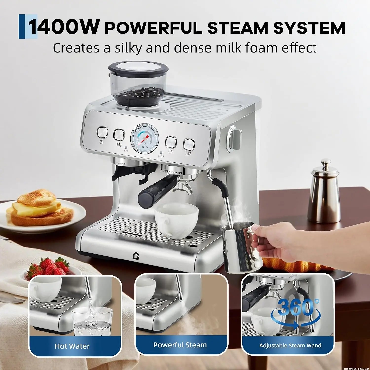 Coffee Machine – Conical Burr Grinder – 20 Bar | KIMLUD