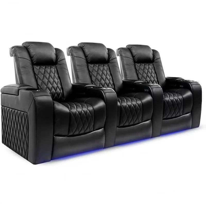 Minimalist Cinema Sofa 3-Seater Electric Recliner — White | KIMLUD