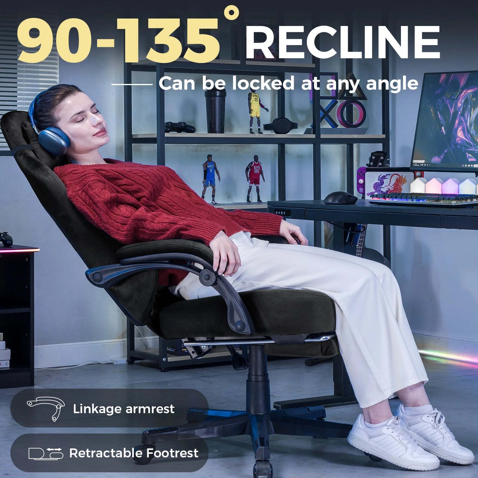 Gaming Chair – Ergonomic – Fabric | KIMLUD