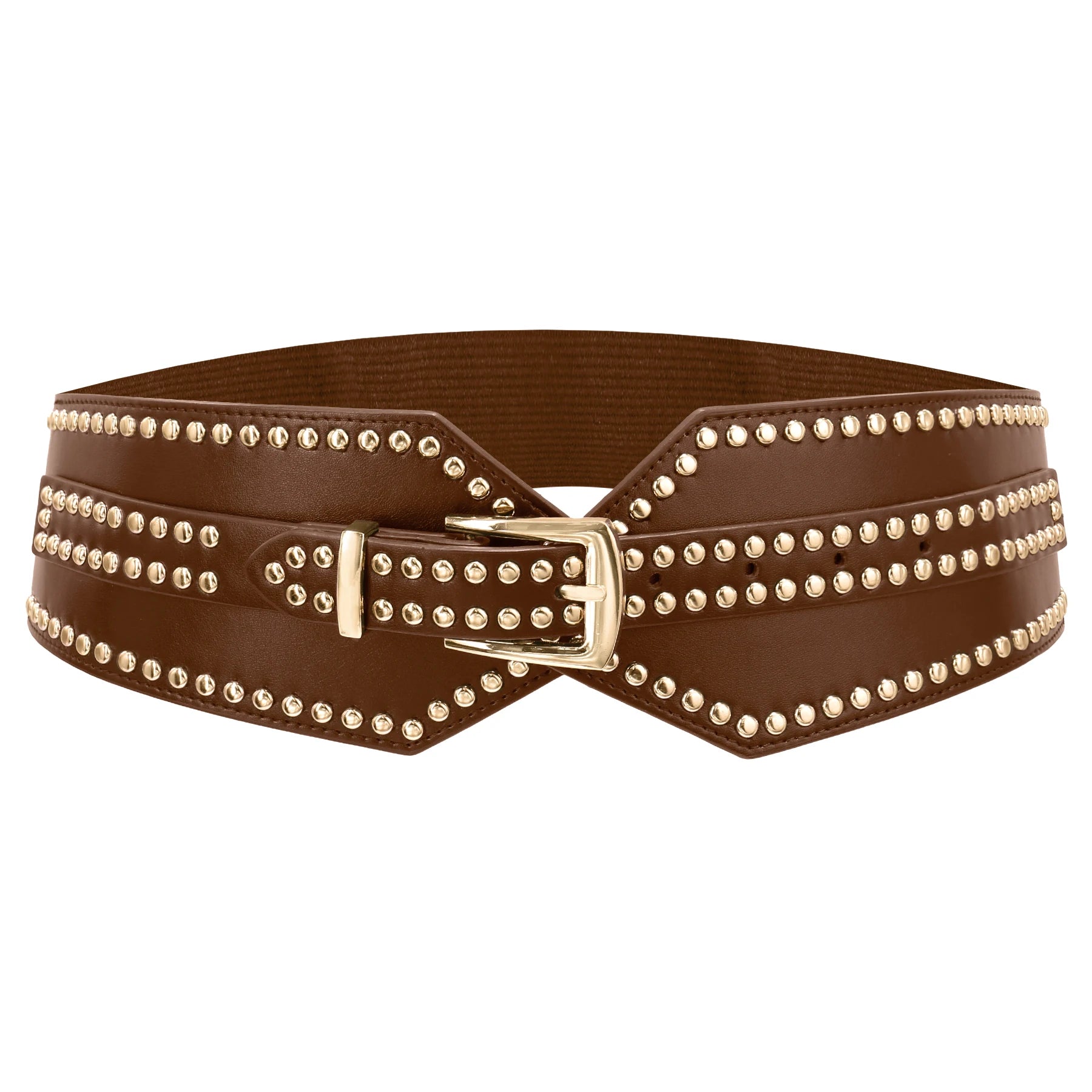 Wide Elastic Belts Chunky Punk Cinch Waist — Black | KIMLUD