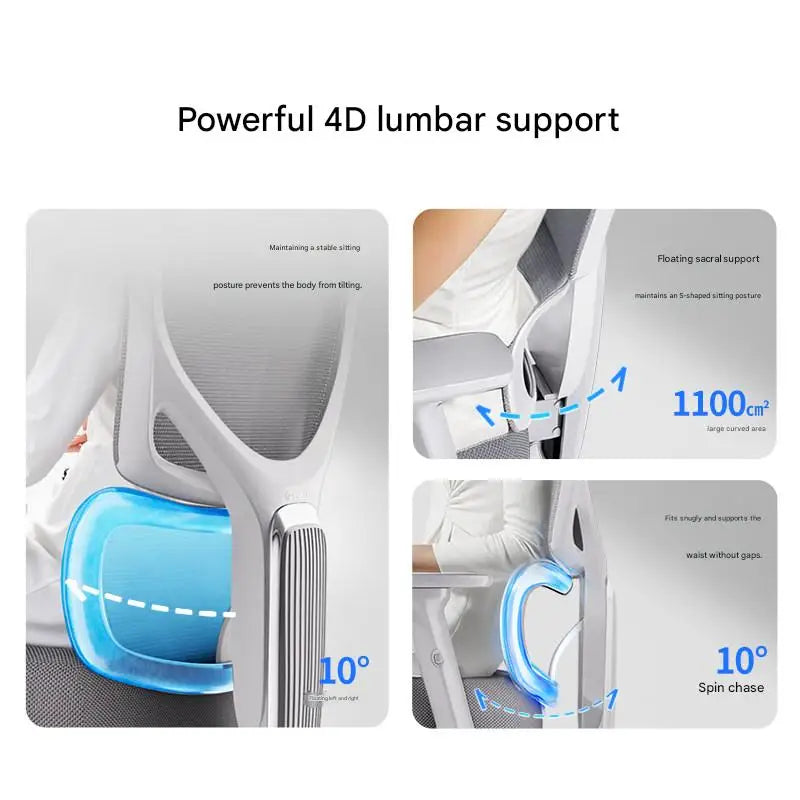 Ergonomic Gaming Chair With Lumbar Support And Breathable Mesh Back — Pale Gray | KIMLUD
