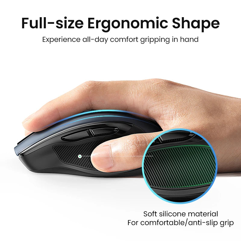 Matte Ergonomic Wireless Mouse Bluetooth 5.0 4000DPI — Deep Blue-Gray | KIMLUD