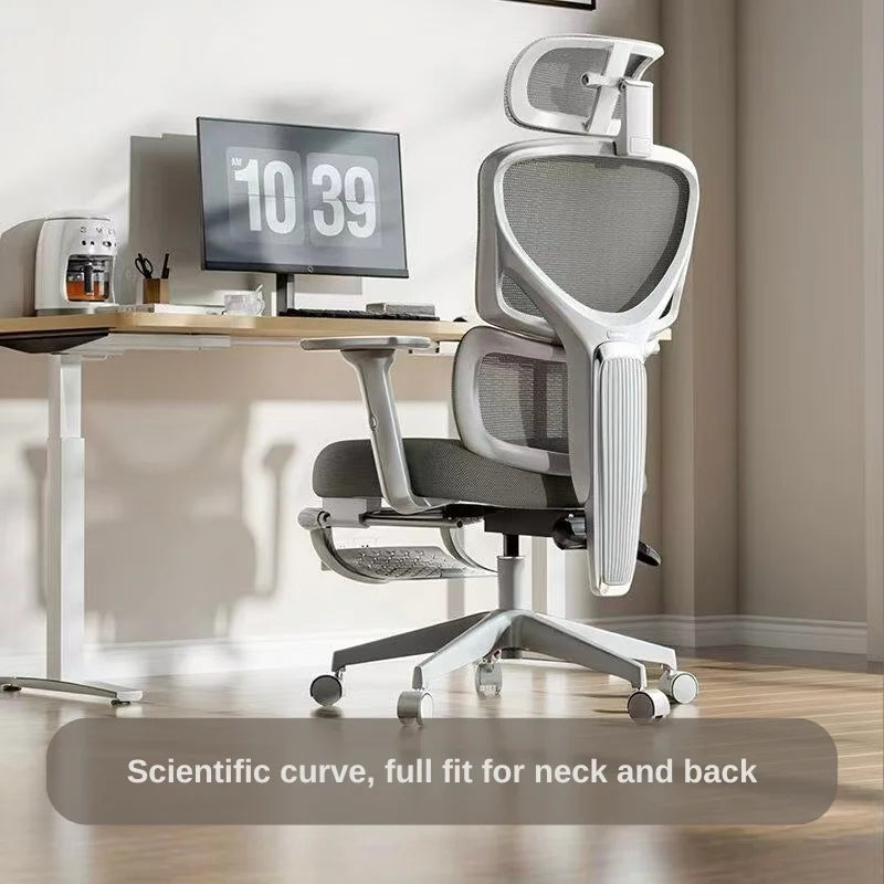 Ergonomic Gaming Chair With Lumbar Support And Breathable Mesh Back — Pale Gray | KIMLUD