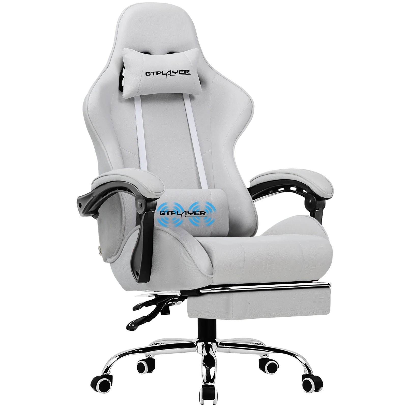 GTPLAYER Gaming Chair with Footrest, Lumbar Support, Adjustable Height, Swivel, Headrest for Office/Gaming
