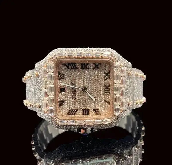 Luxury Men's Iced Hip Hop Watch VVS Moissanite Bustdown Mechanical Movement Diamond Tester Passing Platinum Stainless Square