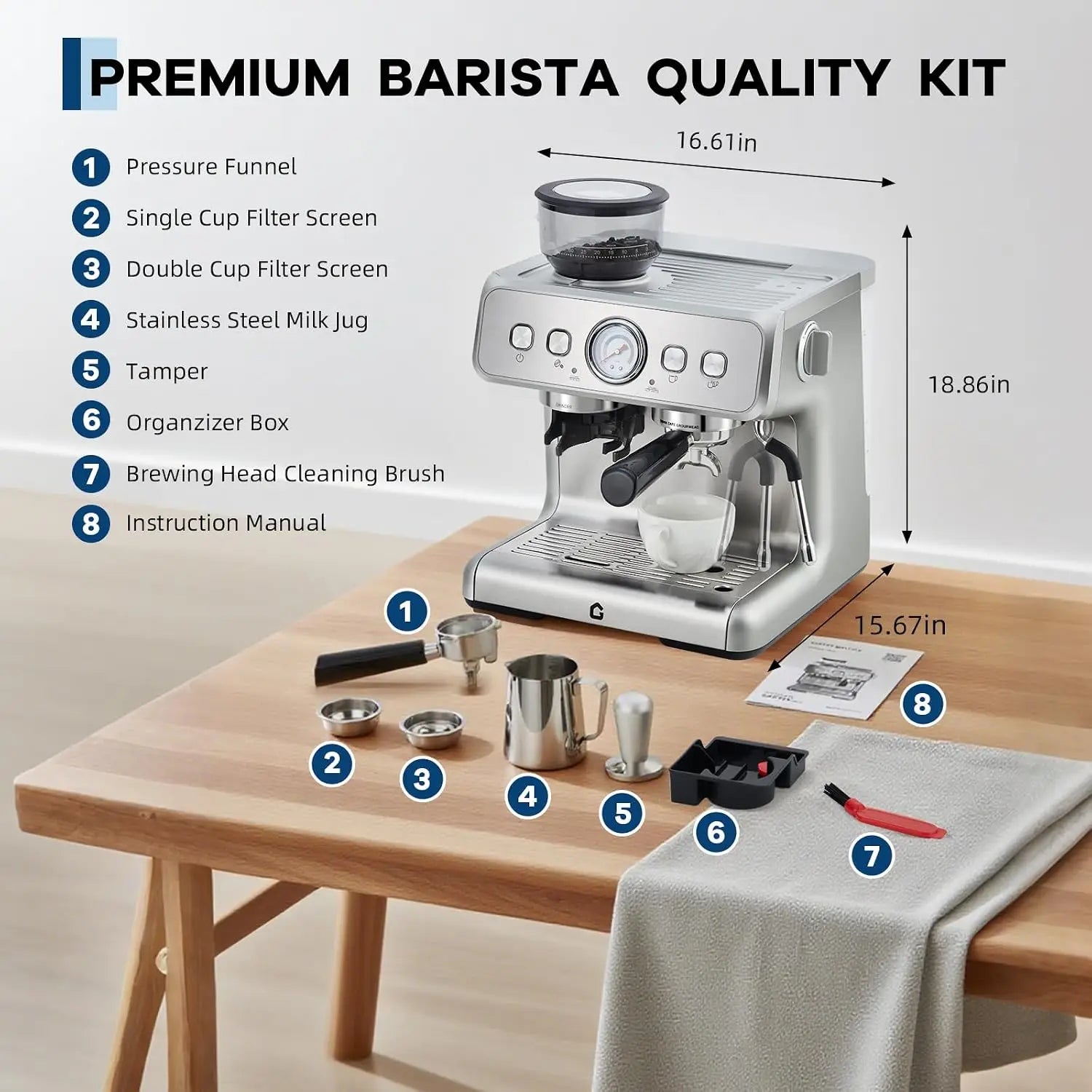 Coffee Machine – Conical Burr Grinder – 20 Bar | KIMLUD