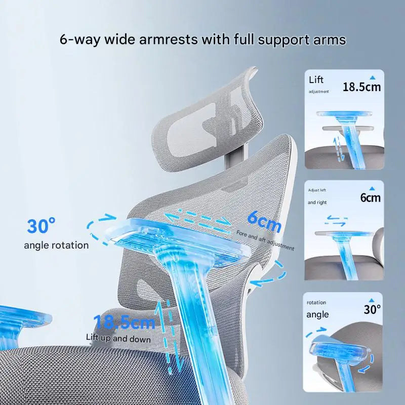 Ergonomic Gaming Chair With Lumbar Support And Breathable Mesh Back — Pale Gray | KIMLUD