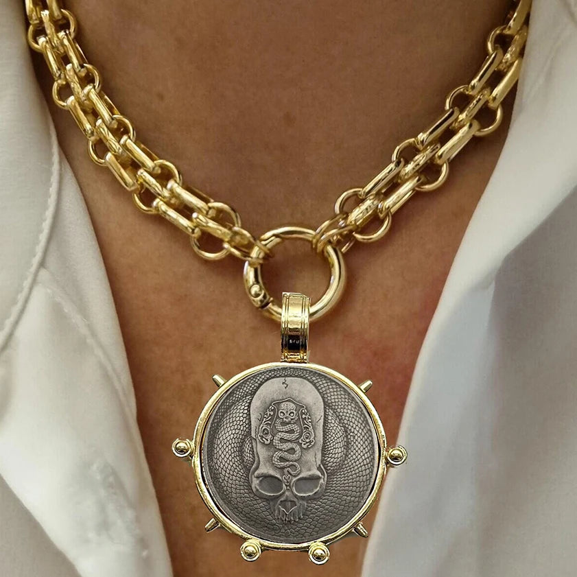 Copper Orla Coin Pendant Necklace — Copper | KIMLUD
