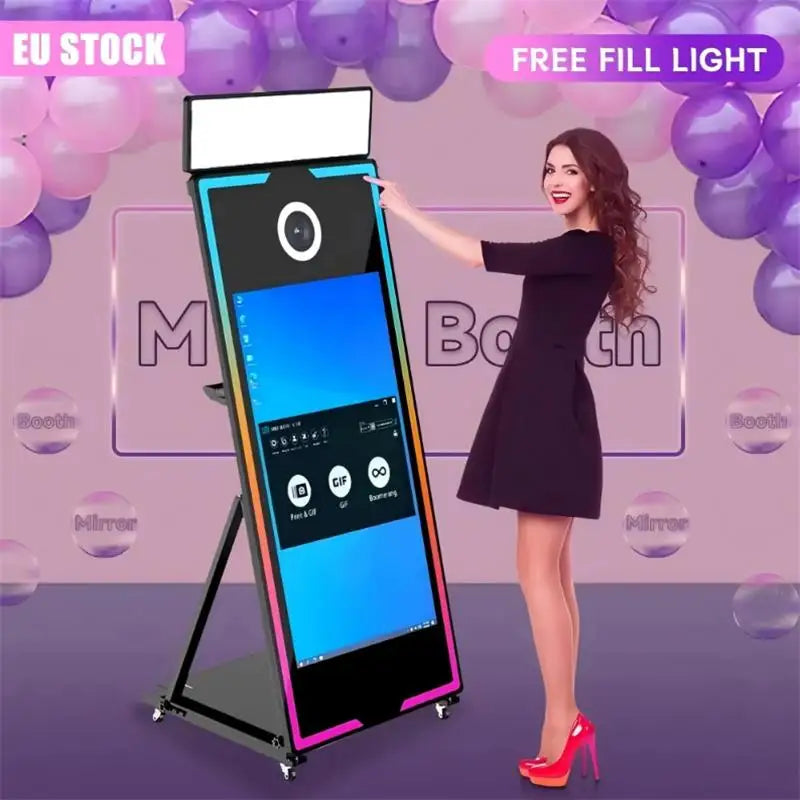 Sculpted Glass Photo Booth Portable 65 Inch — Black | KIMLUD