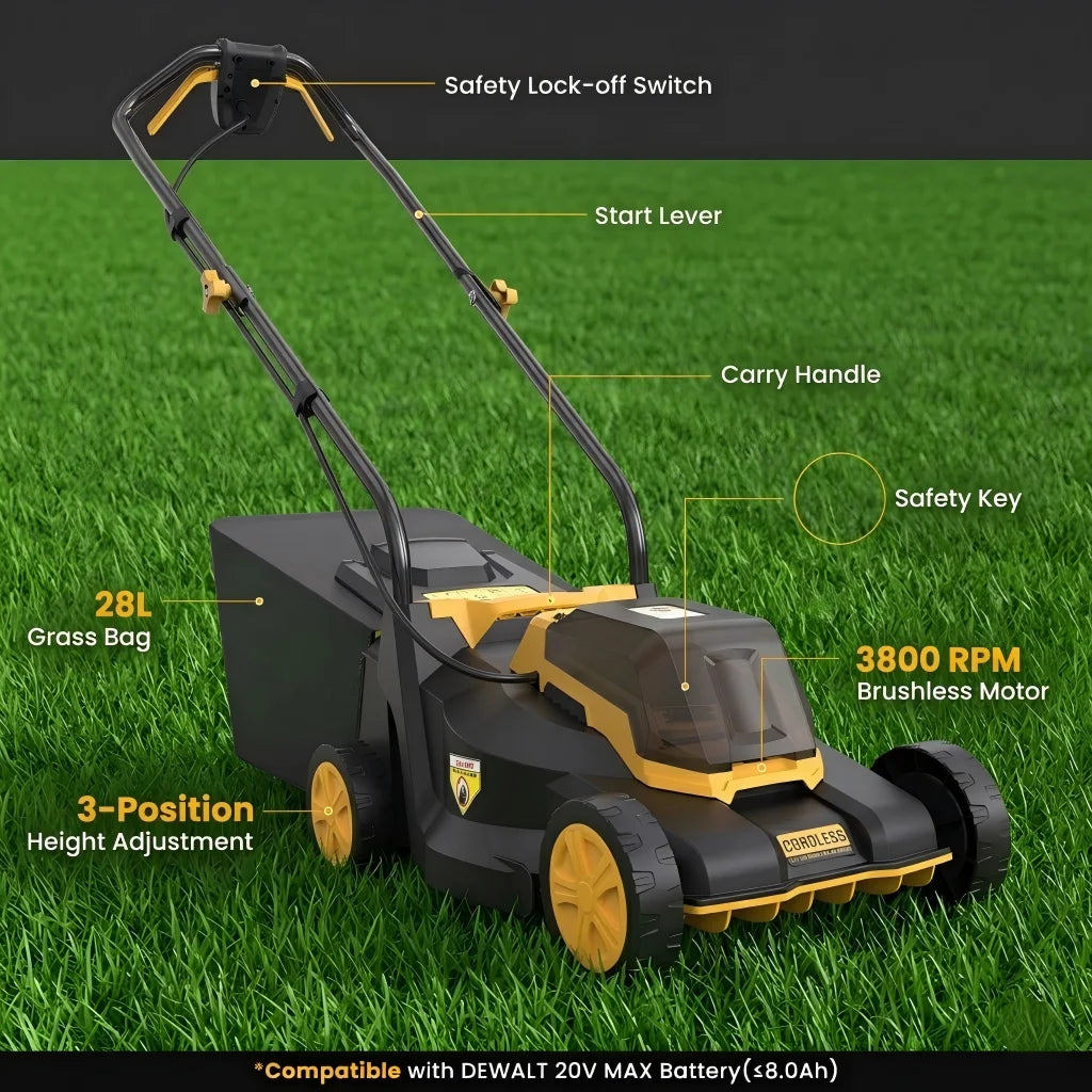 Cordless Lawn Mower – 3-Position Height Adjustment – Foldable | KIMLUD