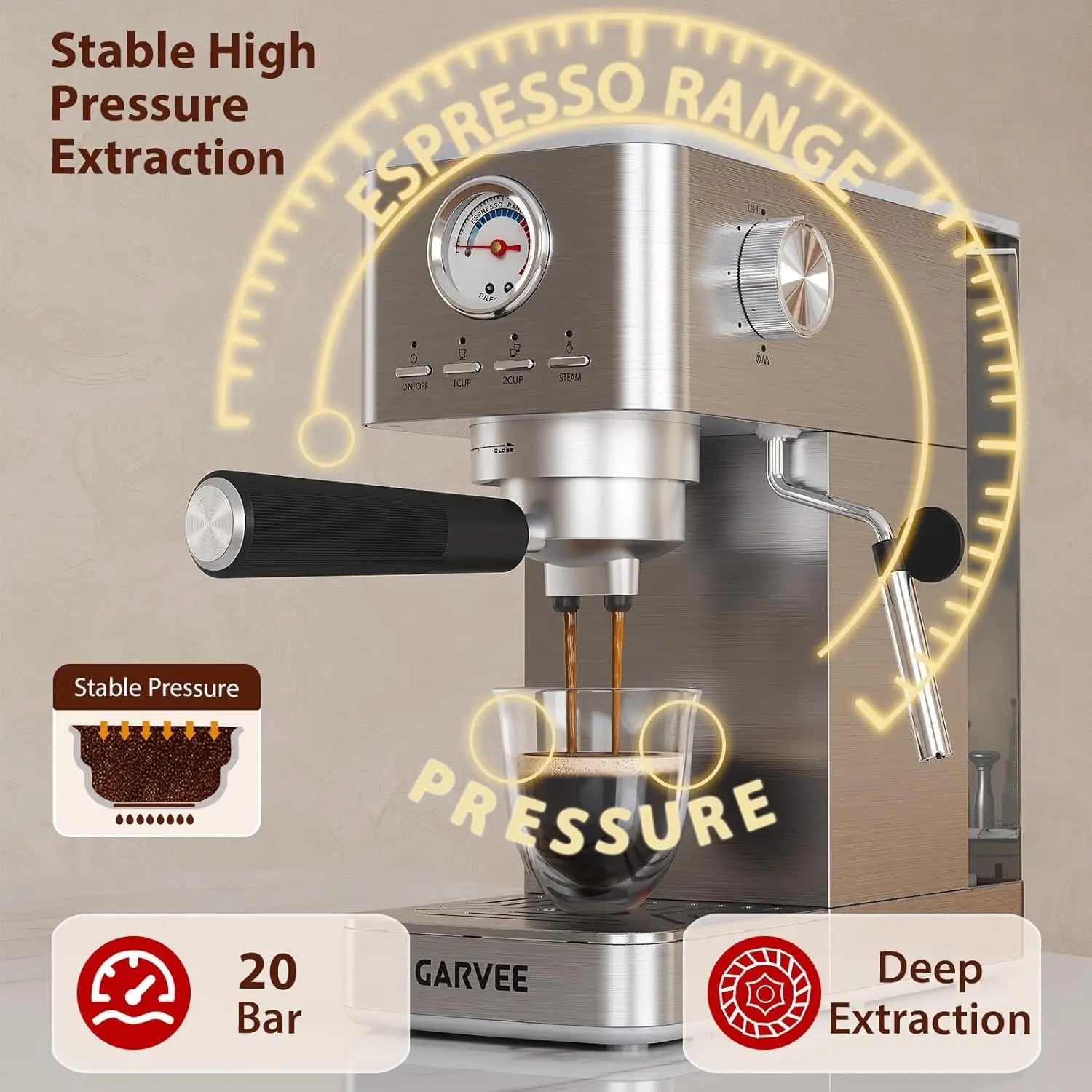 Espresso Machine – Compact Semi-Automatic – 1-2 Cups | KIMLUD