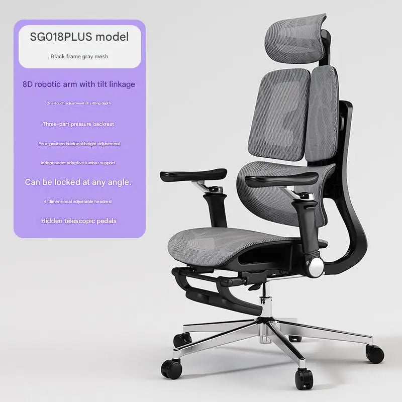 Ergonomic Office Chair With Lumbar Support And Adjustable Height And Swivel — Gray | KIMLUD
