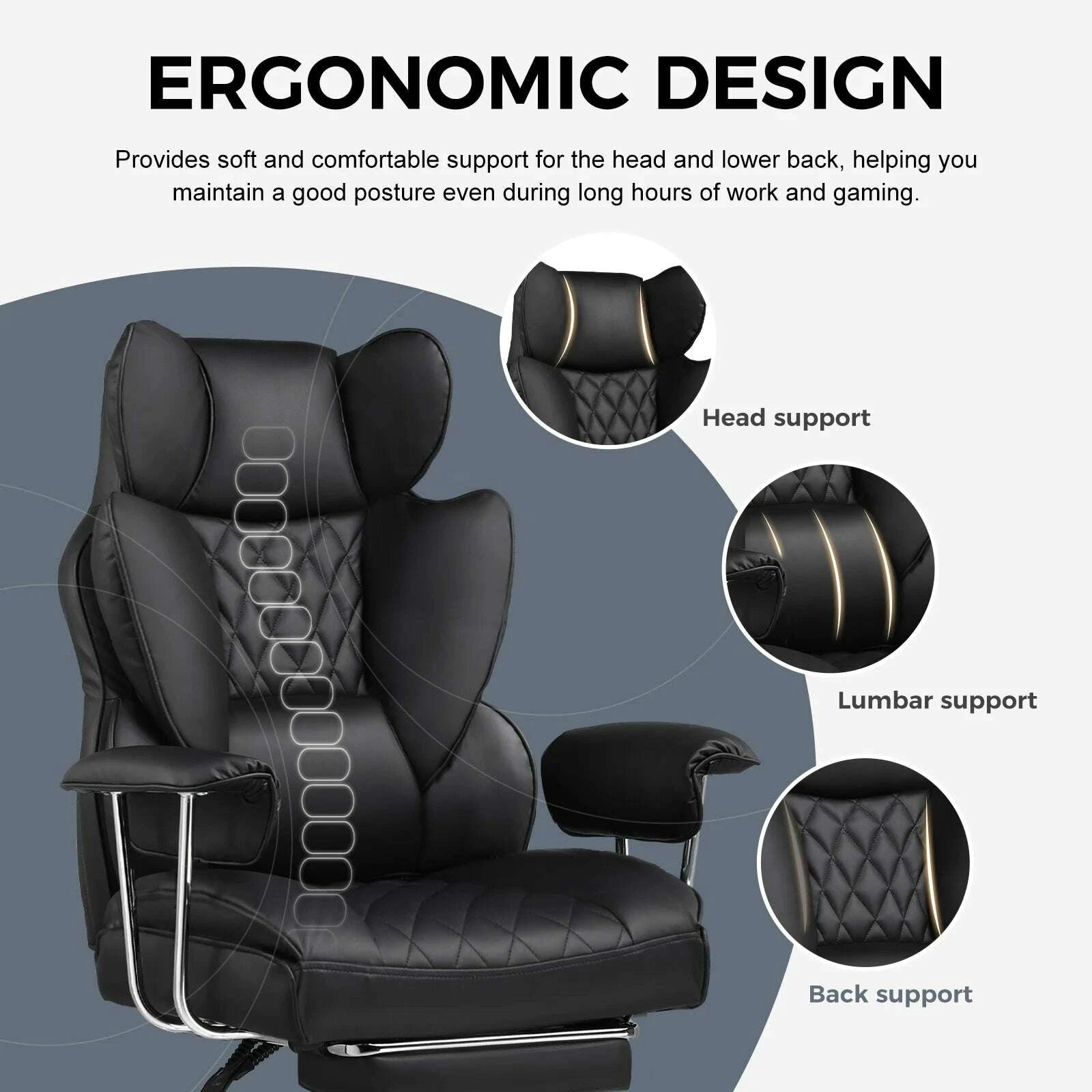 KIMLUD, Big and Tall Gaming Chair with Pocket Spring Lumbar Support, Ergonomic Office Chair with Footrest, KIMLUD Womens Clothes