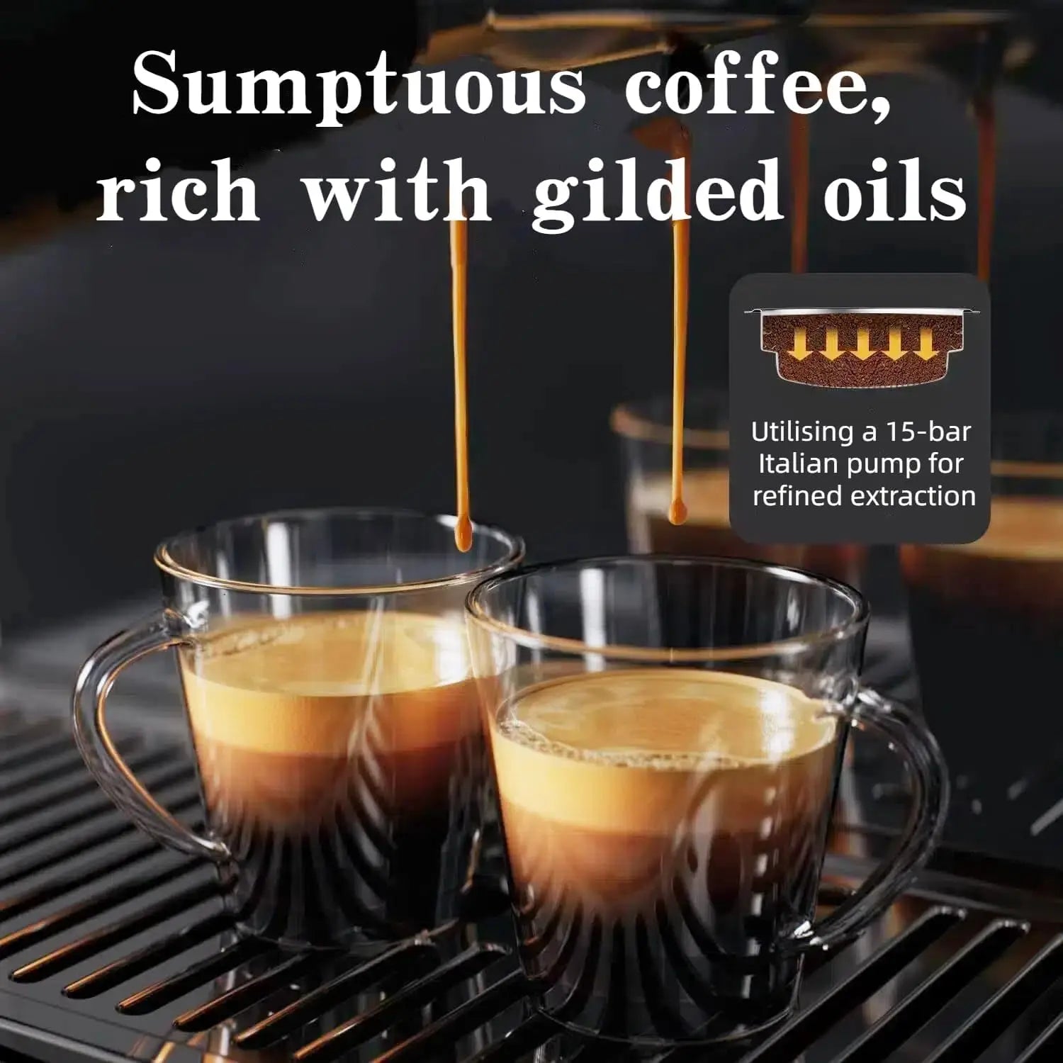 Espresso Machine - With Grinder - Brushed Stainless Steel | KIMLUD
