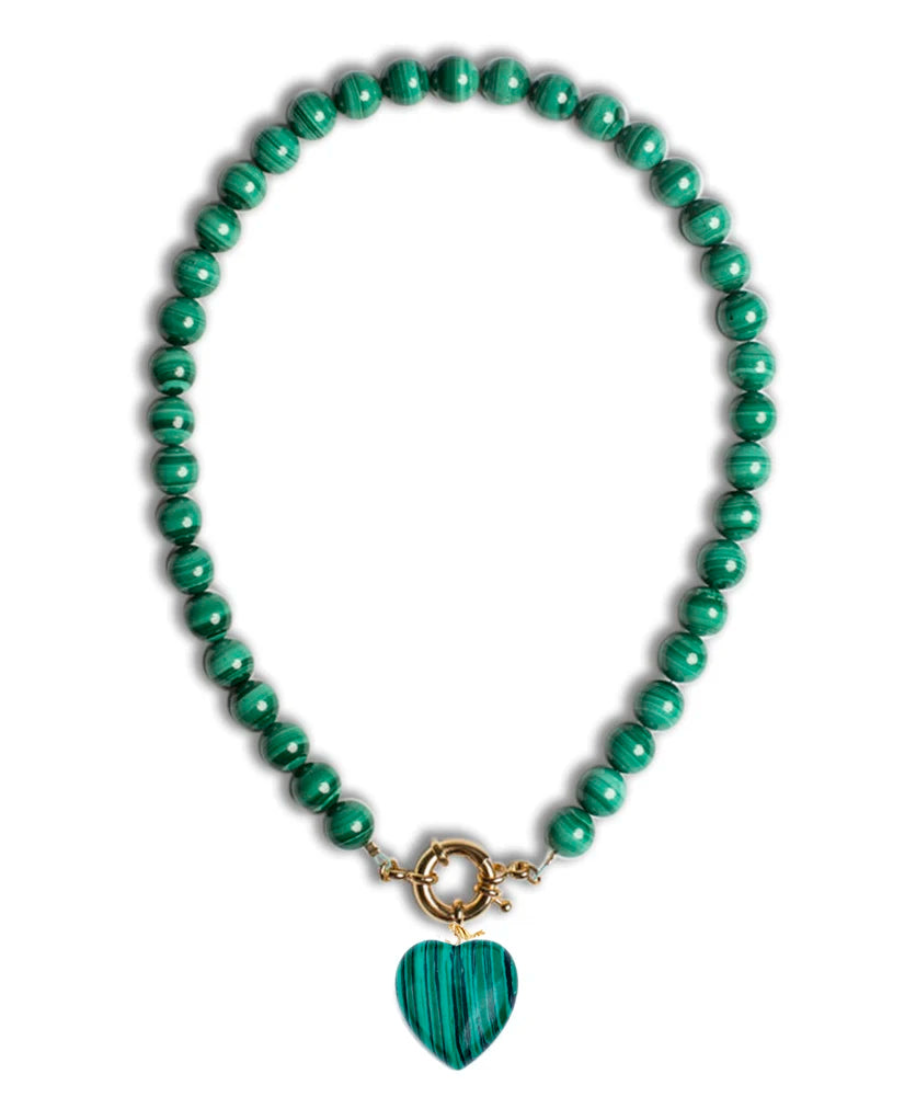 Malachite Two-Tone Horse Coin Necklace — Green | KIMLUD