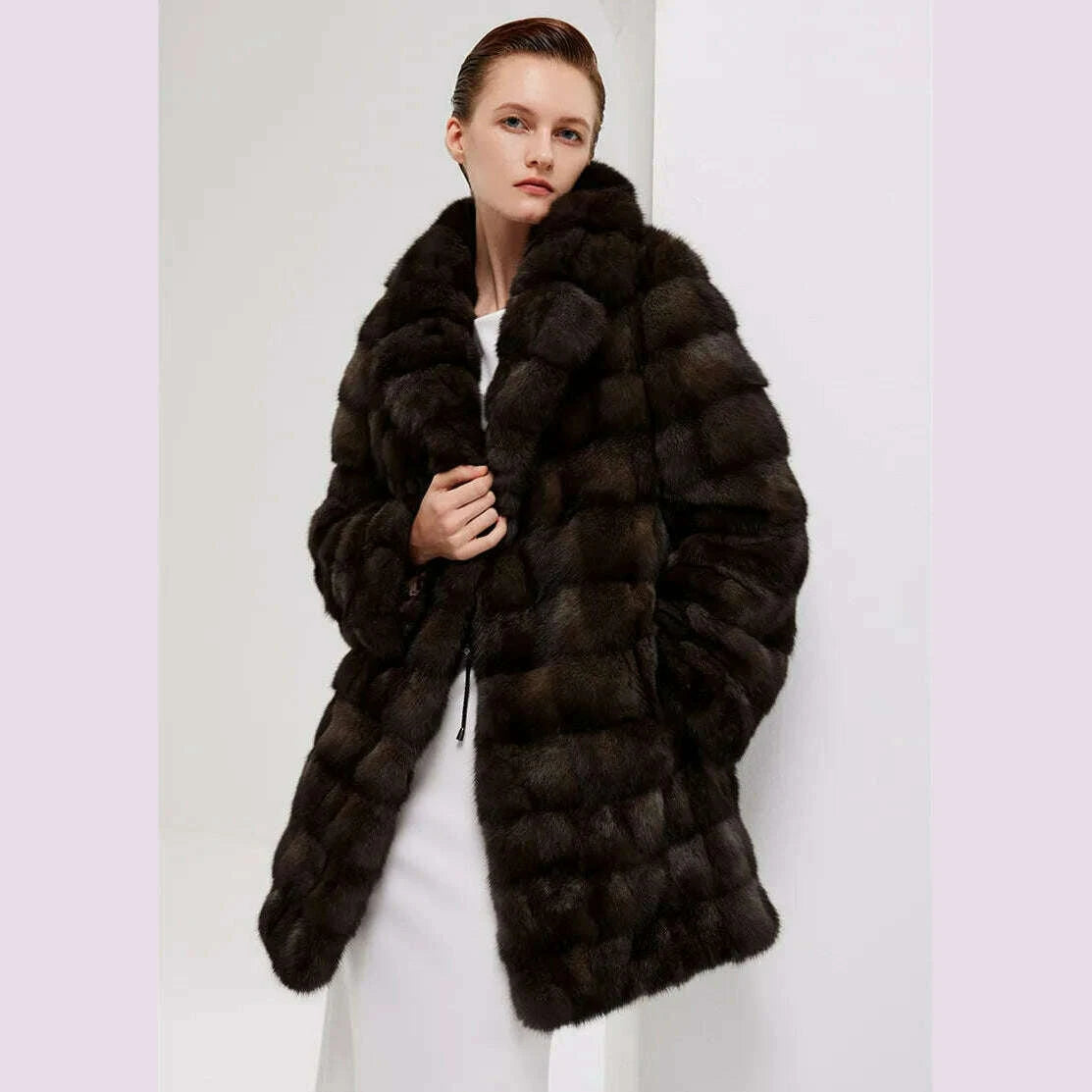 KIMLUD, Super Nice Quality Russia Sable Fur Coat With Bigger Collar Original Price Vintage Sable Coat Factory Cost Mink Coat, KIMLUD Womens Clothes