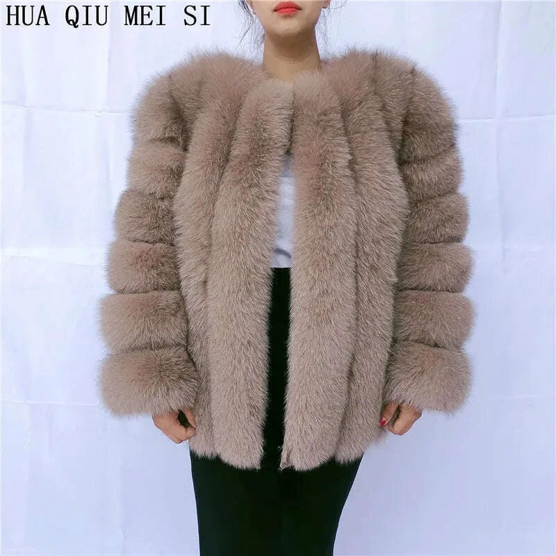 KIMLUD, Women's clothing fur coat red fox coat vertical stripe silver fox red fox fur coat fox fur coat women's natural fur coat coat, KIMLUD Womens Clothes