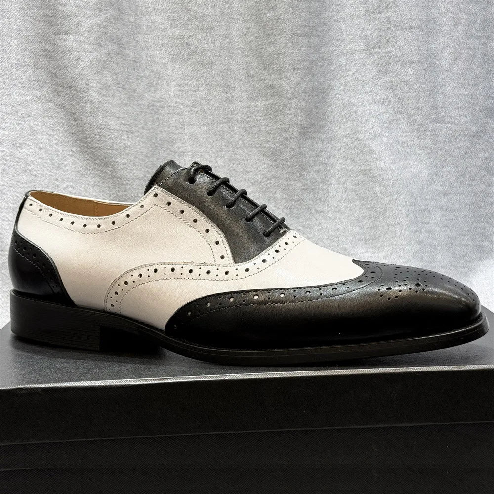 New Men's Brogue Business Casual Leather Shoes Pointed Toe Formal Shoes