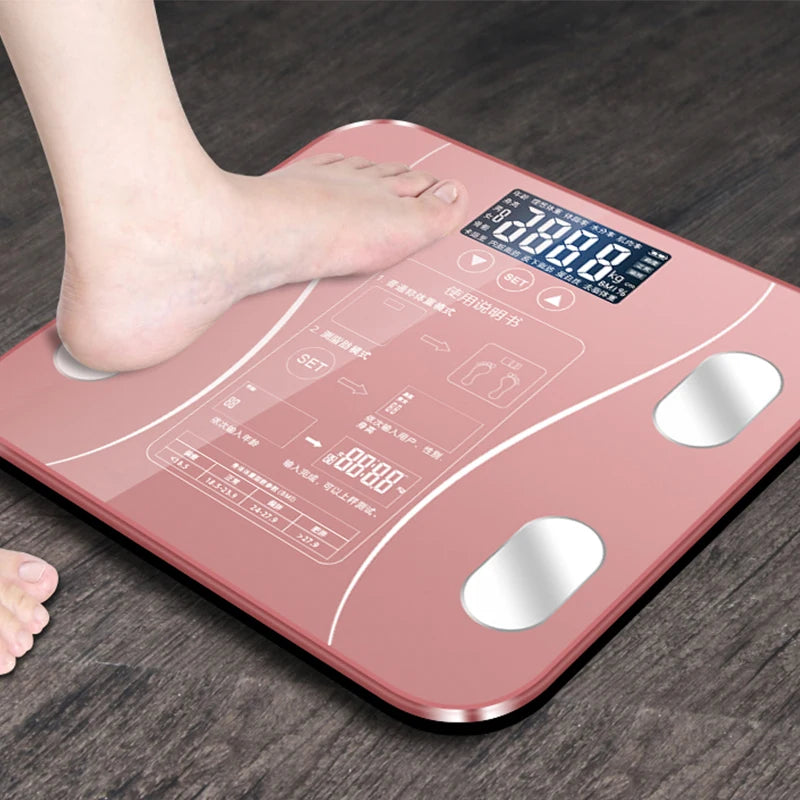 Smart Body Fat Scale With Bluetooth App And LED Digital Display — Rose Pink | KIMLUD