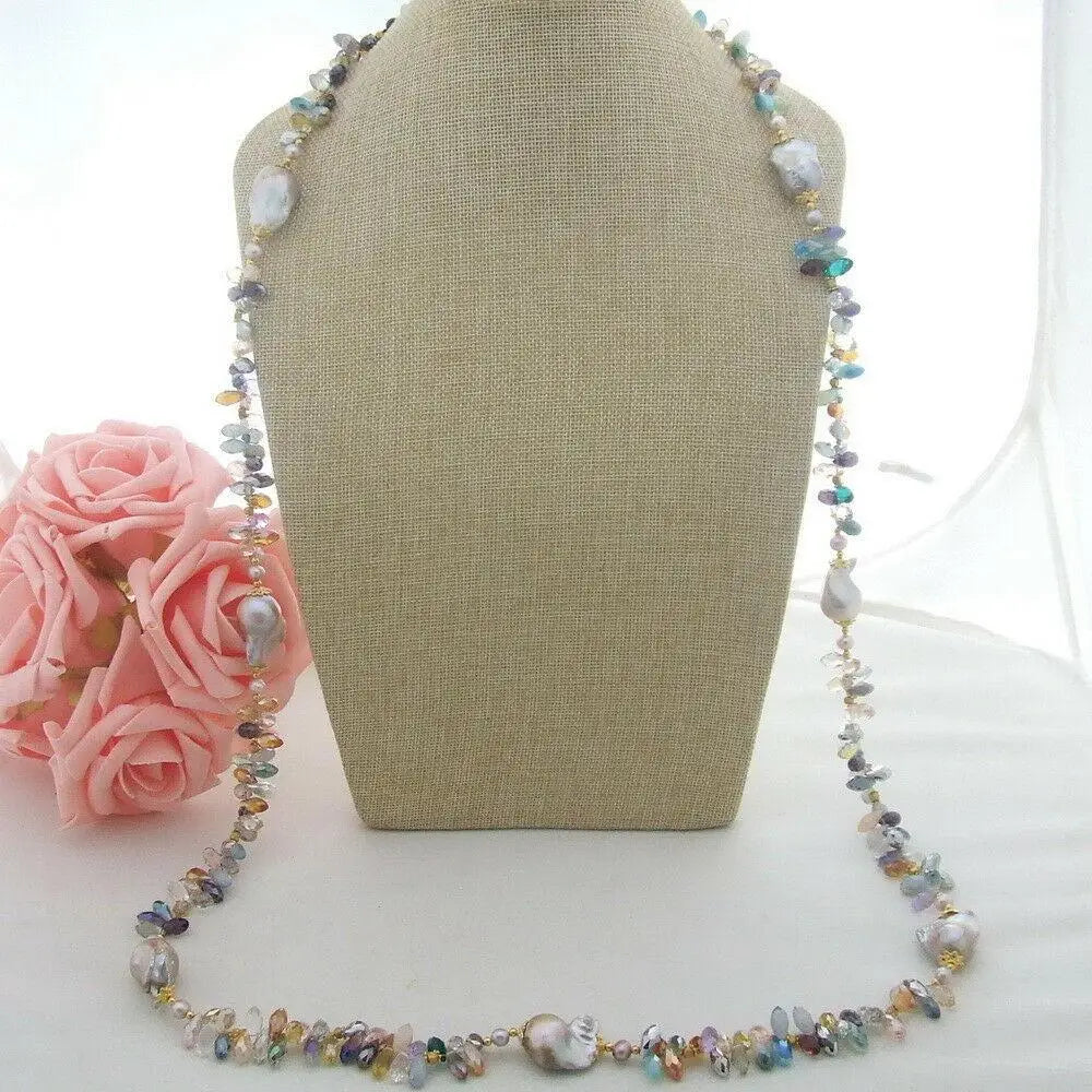 Necklace – Long Pearl Necklace – Pearl – Purple | KIMLUD