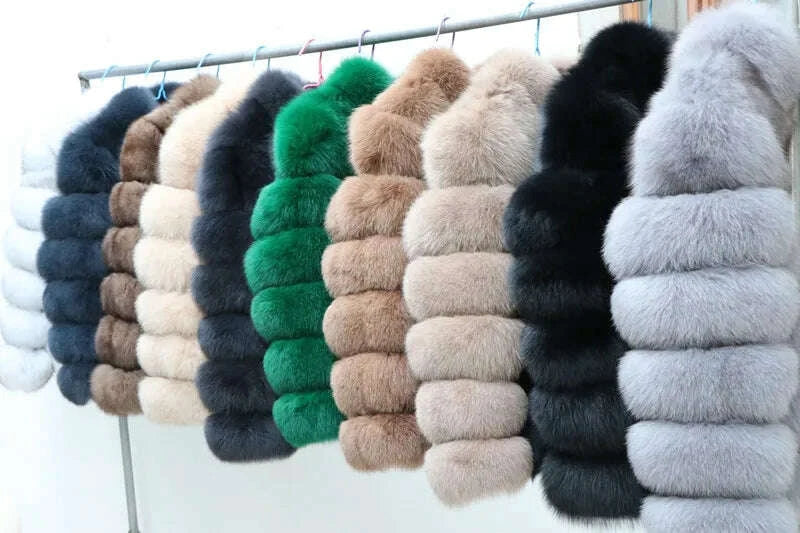 KIMLUD, QUEENTINA Fox Fur Coat Real Winter New Outwears Women's Fashion Luxury Jacket High Quality Clothing Natural And Stand Collar, KIMLUD Womens Clothes